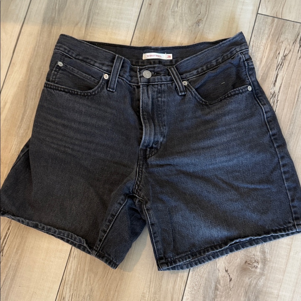 Levi's Black Denim High-Rise Shorts